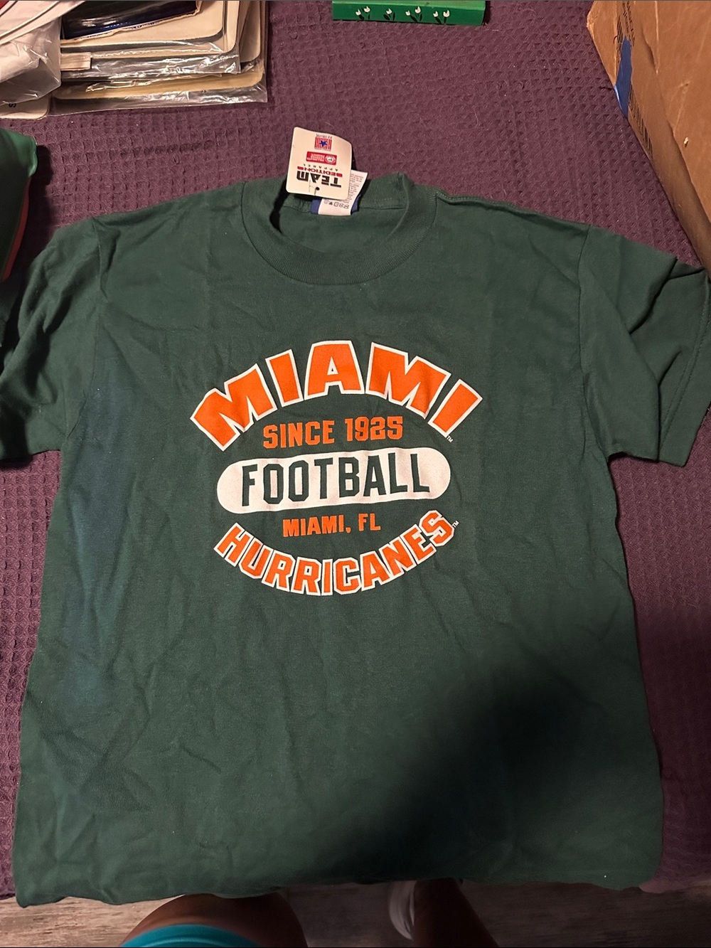 Miami Hurricanes Green Football Graphic T-Shirt